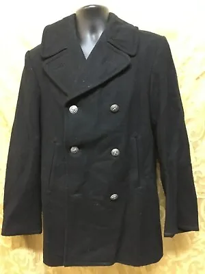 US Navy Pea Coat 1978 36R Dark Blue Black Official True Vintage Military Classic • $29