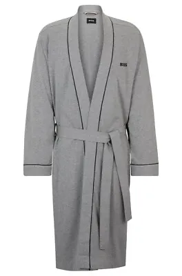 BOSS Men’s Kimono BM Cotton-Jersey Dressing Gown With Piping And Logo Grey  XL • £75