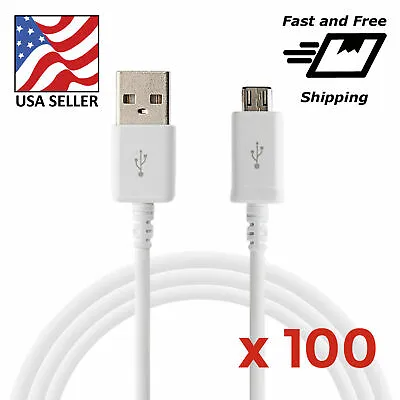 Wholesale Bulk 100 Pcs White Micro USB Charger Cable Cords For Samsung LG HTC • $34.99