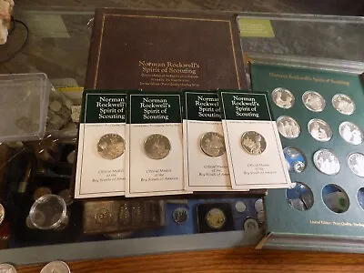 Norman Rockwell 1972  Spirit Of Scouting  Franklin Mint Sterling Silver Coins 12 • $349