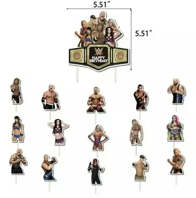 £4.99 • Buy WWE Wrestling Cake & Cupcake Cake Toppers Picks  Birthday Party Decoration X16