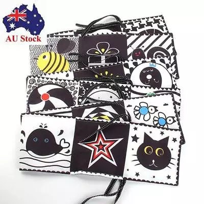 White High Contrast Toys Newborn Crib Toys 0-12 Months Baby Sensory Cloth Book • $14.60