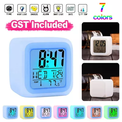 $12.43 • Buy Kids Wake Up Alarm Clock 7 Color Changing Digital LED Night Light Bedside Clock