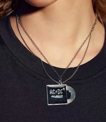 ACDC Geometric Letter Detailed Layered Necklace - Unisex Rock Goth Grunge  • £5.99