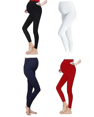 New Ladies Cotton Rich Maternity Comfy Full Ankle Length Leggings • £6.99