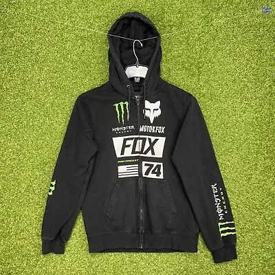 Fox 4 Monster Energy Ricky Carmichael Gray Full Zip Hoodie Sweatshirt Mens Small • $53.99