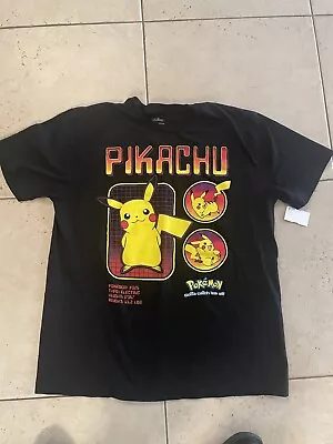 Pokemon New Adult T-Shirt - Pikachu Below Name Profile Description Listed Large • $6