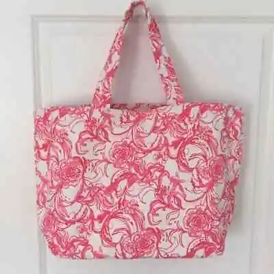 Lilly Pulitzer Palm Beach Tote Cameo White Kiss Kiss Pink + Goop NEW • $79.99