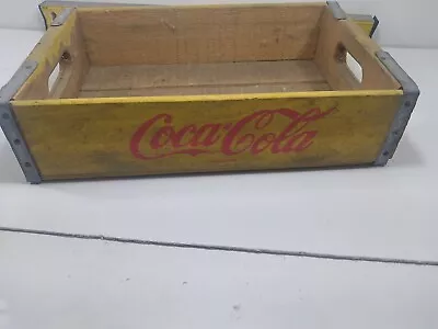 Yellow COCA COLA Bottle Case Wood Crate Box Carrier Vintage Rare • $40