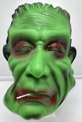 Frankenstein Monster Green Rubber Halloween Mask Costume VINTAGE WITH TAG • $16.50