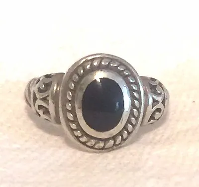 Onyx Ring Vintage Size 7.50 Sterling Silver Band  Women  Mourning • $38