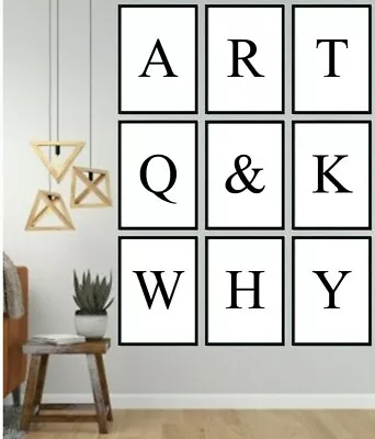 £2.69 • Buy Monochrome Letter Print Personalised Initial Typography Home Wall Art Poster