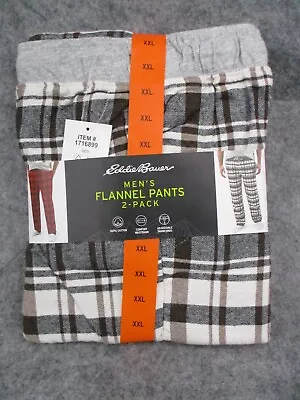 Eddie Bauer Flannel Lounge Pants Mens 2XL Red White Black Plaid Pajamas • $22.45