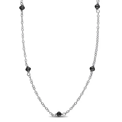 $111.24 • Buy Amour Sterling Silver 1CT TDW Black Diamond Station Necklace