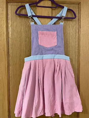 Dolls Kill X Sugar Thrillz Pastel Corduroy Dress Pinafore Size L UK 12 Kawaii • £30