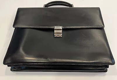 MontBlanc Meisterstuck Double Gusset Briefcase 104607. Black • $399.99