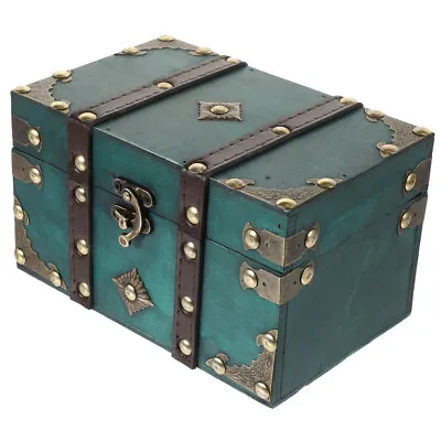  Wooden Treasure Chest Vintage Jewelry Storage Box Large-capacity Trinket Box • £17.63