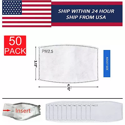 50 Pack PM2.5 Filters 5 Layer Replacement For Face Mask Cover (Adult) • $9.95