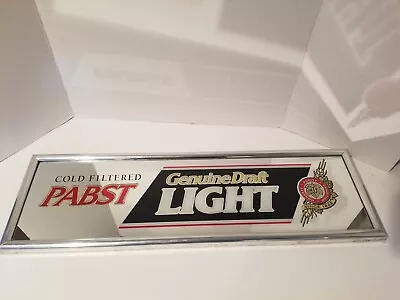 Vtg Pabst Genuine Draft Cold Filtered Beer Bar Mirror Sign 1992 26  X 8   • $39.99