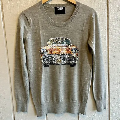 MARKUS LUPFER Merino Wool Crewneck Sweater With Sequin Chevy Bel Air Car Size XS • $88