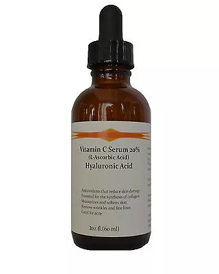 Vitamin C (L-Ascorbic Acid) 20% With Pure Hyaluronic Acid Anti Aging Serum 2oz • $29.50