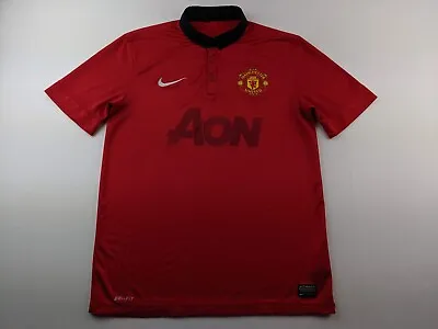 Manchester United Nike Home 2013-14 M Red Button Down Football Soccer Jersey Y2 • $29.88