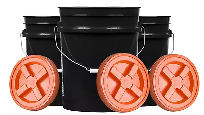 5 Gallon Buckets Pails With Screw On Gamma Lid- Food Grade -BPA Free ( 3 Pack) • $59.77