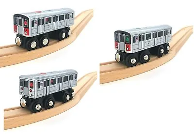 Munipals Wooden MTA NYC Subway Train Set Of Three/ 3 Subway Line Cars • $114.01