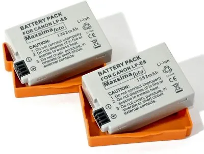 2x Maxsimafoto 1352mAh! Battery Pack LP-E8 LPE8 For Canon 700D 650D 600D 550D • £23.99