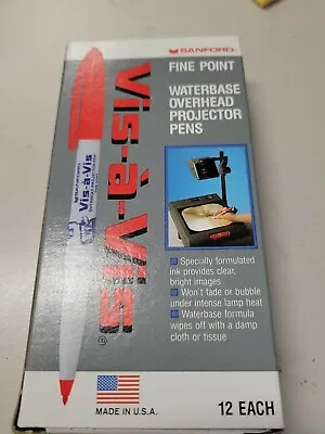 Expo VIS-A-VIS Wet Erase Markers 12 Extra Fine Point Pens Overhead Red 16002 • $8.49