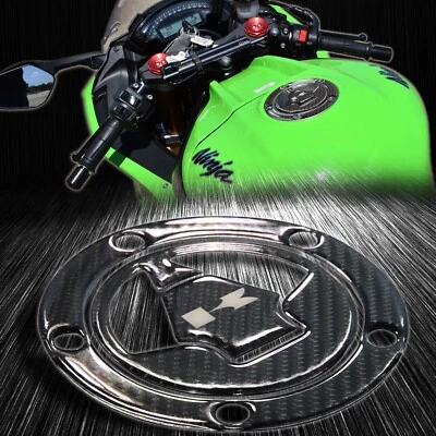 $16.98 • Buy Real Carbon Fiber Gas Tank Fuel Cap Cover Decal Ninja ZX6R/ZX10R/1000/Vulcan 650