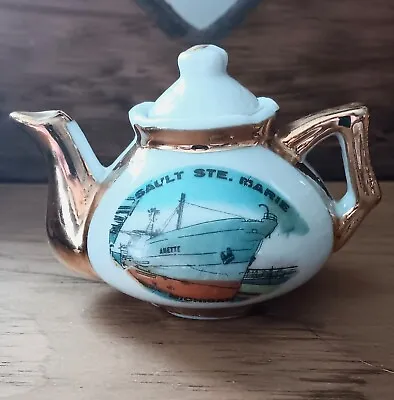 Vintage Sault Ste Marie MI Souvenir Mini Teapot With Lid • $8