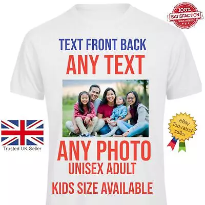 Personalised T Shirt Custom Your Photo Logo Text Shirt Printed Stag Do Hen Party • £9.49