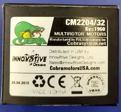 Cobra CM-2204/32 Kv=1960 Multirotor Brushless Motor Innovative Designs CM2204 • $12.59