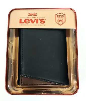 New Levi's Blackbrown Leatherettelogorfid Trifold Men's Wallet • £43.79