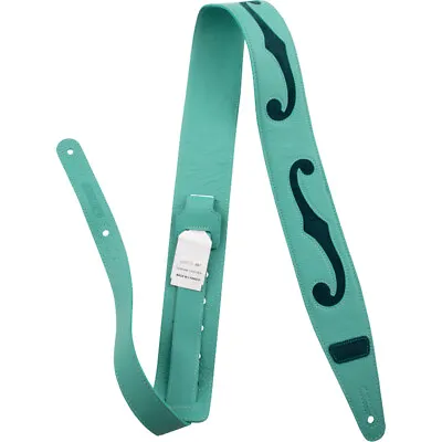 Gretsch F-Holes Leather Guitar & Bass Strap Surf Green And Dark Green 3  • $49.99