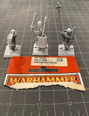 Metal Warhammer Fantasy Bretonnian Men At Arms Command With Spears OOP • $17