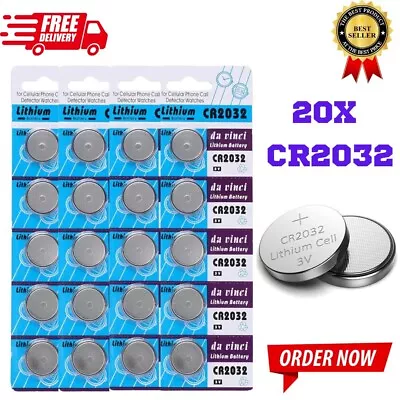 20 X CR2032 DL2032 BR2032 Branded 3V LITHIUM Coin Cell Button Batteries 20 Cells • £3.75