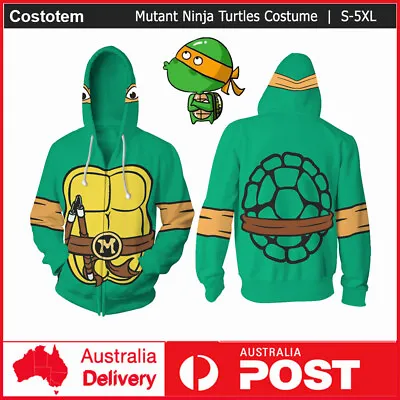 New Teenage Mutant Ninja Turtles Mens Michaelangelo Costume Cosplay 3D Hoodie • $36.99