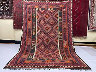Afghan Flatweave Handmade Wool Geometric Ghalmoori Turkmen Tribal Bedroom Rug • $369
