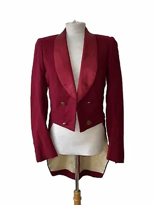 Edwardian Tailcoat Vintage Deep Red Collared Gold Metal Lined Size S • $180.46