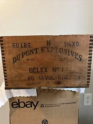 Vintage Dupont Explosives Gelex No. 1 60% Vol-STR  Jan/1942 Wood Crate • $55