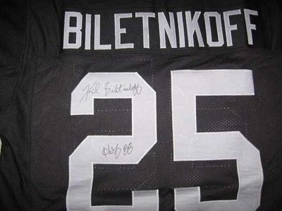 $89.99 • Buy Raiders Fred Biletnikoff Signed  Jersey HOF Inscription With COA 