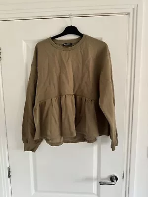 Zara Brown Peplum Jumper Large BNWOT • £10