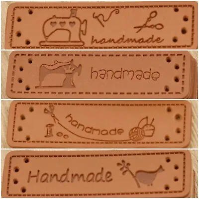 Handmade PU Leather Labels For Sewing Crocheting Knitting DIY Projects • £2.49