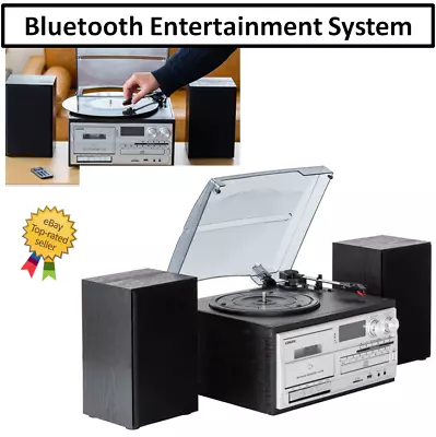 30W Stereo System Turntable Vinyl Record CD Player Cassette Recorder Bluetooth • $299