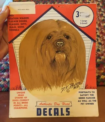 Vintage Lhasa Apsos 1971 Dog Art Decal By D.K. Dennis RARE!! • $20