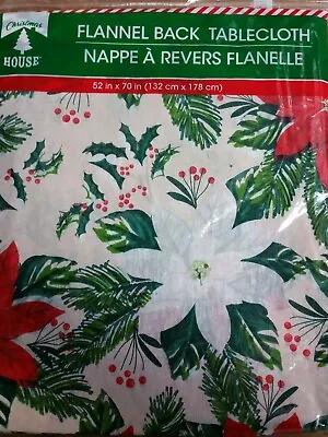 Thin Vinyl Tablecloth 52 X70  Oblong (4-6 Ppl) CHRISTMAS POINSETTIA FLOWERSCH  • $8.99