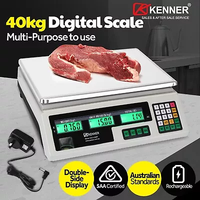 40KG Digital Kitchen Scale Electronic Scales Shop Market Commercial White LCD • $49.95