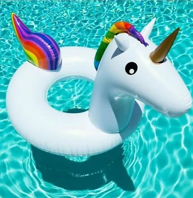 Inflatable Unicorn 120cm X 80cm Swimming Fun Floating Ring • £11.88